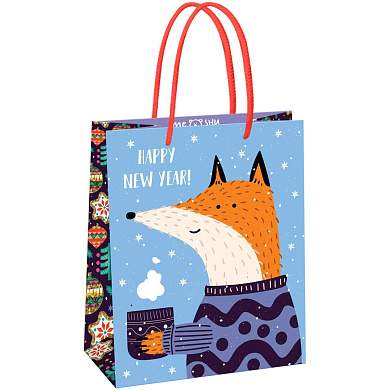 Пакет подарочный 18*23*10см MESHU "Hygge fox", матовая ламинация (арт. 371021)