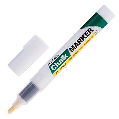 Маркер меловой MUNHWA "Chalk Marker", 3 мм, БЕЛЫЙ, сухостираемый, для гладких поверхностей, CM-05 (арт. 151482)