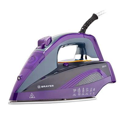Утюг BRAYER BR4001, OneTemp, 2600 Вт, керамическое покрытие, самоочистка, антикапля, автоотключение, антинакипь (арт. 456107)