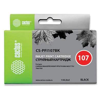 Картридж струйный CACTUS (CS-PFI107BK) для CANON PF680/685/780/785, черный (арт. 362787)