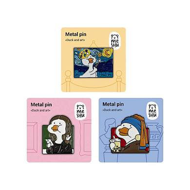 Набор металлических значков MESHU "Ducks and art", эмаль, 3шт, картонная подложка, европодвес (арт. 368832)