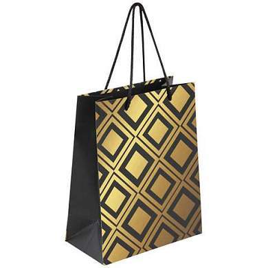 Пакет подарочный (1 штука) 18x10x23 см, ЗОЛОТАЯ СКАЗКА "Gold Luxury", тиснение фольгой, чёрный, 608248 (арт. 608248)