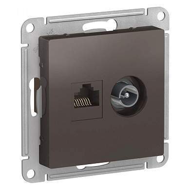 Schneider AtlasDesign мех.роз.конн. TV+комп СУ 1 мест мокко (пл.осн RG6+RJ45, 0,7dB) ATN000689 (5!) (арт. 662583)