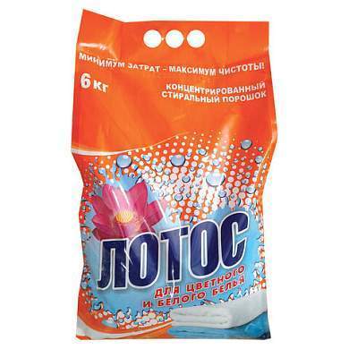 Стиральный порошок автомат 6 кг, ЛОТОС, для цветного и белого белья, для всех типов тканей (арт. 608269)