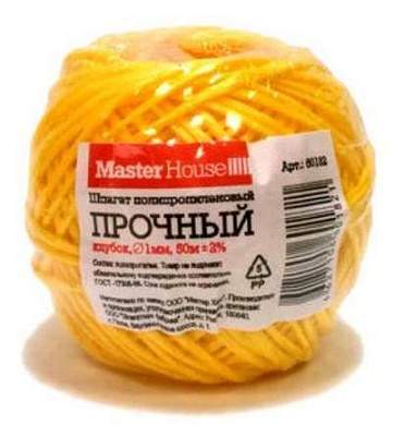 Шпагат Пп 50М Прочный Желтый, 1Мм, 49Гр, Арт.60182 Masterhouse (арт. 559737)