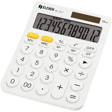 Калькулятор настольный Eleven RK-2311-WH, 12 разрядов, двойное питание, 143*192*26мм, белый (арт. 365641)