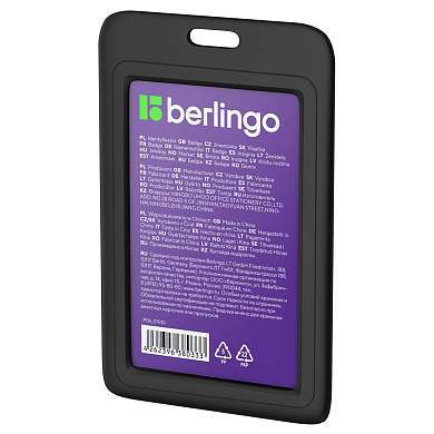 Бейдж вертикальный Berlingo "ID 200", 85*55мм, черный, без держателя, крышка-слайдер (арт. 371989)