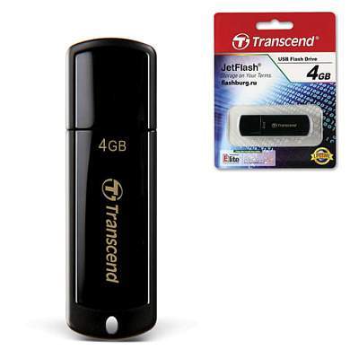 Флеш-диск 4 GB, TRANSCEND Jet Flash 350, USB 2.0, черный, TS4GJF350 (арт. 510966)