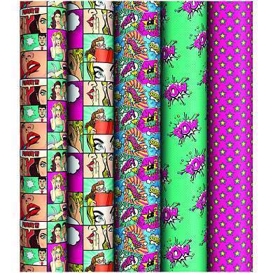 Упаковочная бумага глянц. 70*100см, ArtSpace "Pop art", 90г/м2, ассорти 5 дизайнов (арт. 324399)