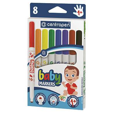 Фломастеры Centropen "Baby markers", 08цв., утолщенные, смываемые, картон, европодвес (арт. 357710)