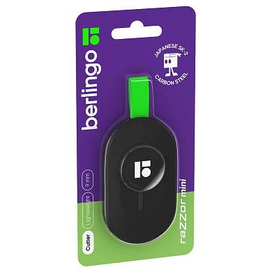 Нож канцелярский 9мм Berlingo "Razzor mini", push-lock, европодвес (арт. 373371)