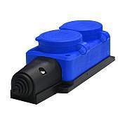 UNIVersal колодка ОУ двойная 2 гн. с загл. каучук (синий) 2P+E 1x16A 220-240V IP44 3043 (РФ) (арт. 852526)