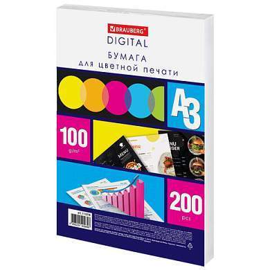 Бумага для цветной лазерной печати БОЛЬШОЙ ФОРМАТ (297х420), А3, 100 г/м2, 200 л., BRAUBERG, 115378 (арт. 115378)