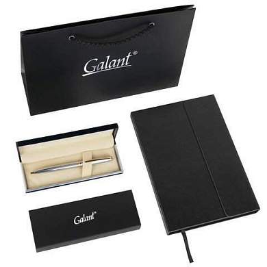Ручка шариковая GALANT "Marburg", корпус серебристый, ежедневник недатированный А5 черный, пакет, 880905 (арт. 880905)