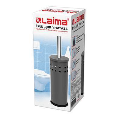 Ерш для унитаза LAIMA, с подставкой, металл, серый, матовый, 604961 (арт. 604961)