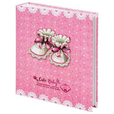 Фотоальбом BRAUBERG "Baby shoes" на 200 фото 10х15 см, твердая обложка, термосклейка, розовый, 39114, 391148 (арт. 391148)
