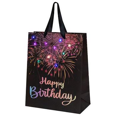 Пакет подарочный (1 штука) 26x13x32 см (L), "LED Bag", черный, ЗОЛОТАЯ СКАЗКА, 700836 (арт. 700836)