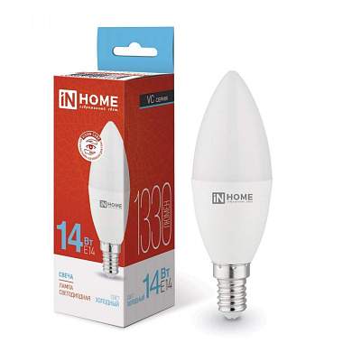 inHome лампа светодиодн. VC свеча C37 E14 14W(1330lm) 6500К 6K 112x38 (без пульсации) 7775 (арт. 873621)