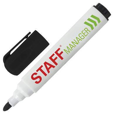 Маркер стираемый для белой доски ЧЕРНЫЙ, STAFF "Manager" WBM-491, 5 мм, с клипом, 151491 (арт. 151491)