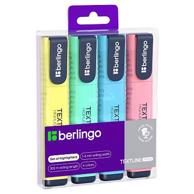 Набор текстовыделителей Berlingo "Textline HP500" 4цв., 1-5мм, PET-бокс с ЕП (арт. 374570)