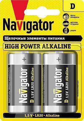 Элемент питания Navigator Новая Энергия LR20/373 BL2 94755 (арт. 165982)