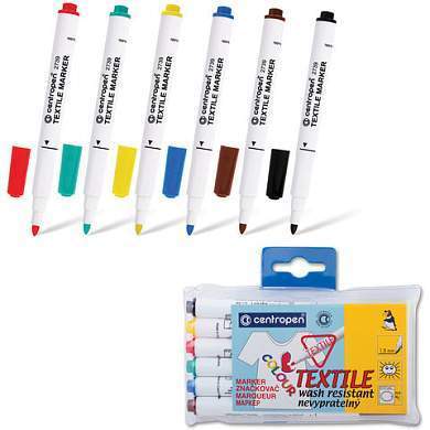 Маркеры для ткани 6 ЦВЕТОВ CENTROPEN "Textile Marker", круглый наконечник, 1,8 мм, 2739/6, 5 2739 0610 (арт. 150569)