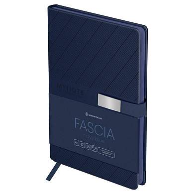 Ежедневник недатированный, А5, 136л., твердый переплет, кожзам, Greenwich Line "Fascia. Navy blue", магнитная застежка, цветной срез (арт. 370235)