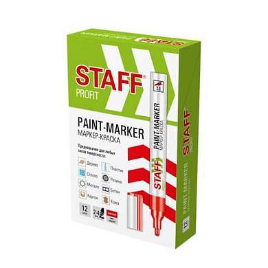 Маркер-краска лаковый (paint marker) 2-4 мм КРАСНЫЙ, НИТРО-ОСНОВА, STAFF PROFIT, для любых поверхностей, 152582 (арт. 152582)