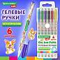 Ручки гелевые КЛАССИЧЕСКИЕ BRAUBERG KIDS "CUTE ANIMALS", НАБОР 6 ЦВЕТОВ, корпус с печатью, узел 1 мм, линия письма 0,7 мм, 144441 (арт. 144441)