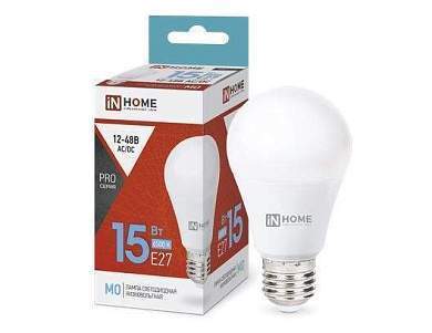 ASD/InHome лампа светодиодная ЛОН низковольтная A60 E27 12-48V 15W(1200lm) 6500К 6K 112x60 36 LED-MO-PRO 366 (арт. 827145)