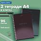 Тетради ДЭК А4 96 л. КОМПЛЕКТ 2 шт. BRAUBERG гребень, клетка, SoftTouch, "Peaceful", 404875 (арт. 404875)
