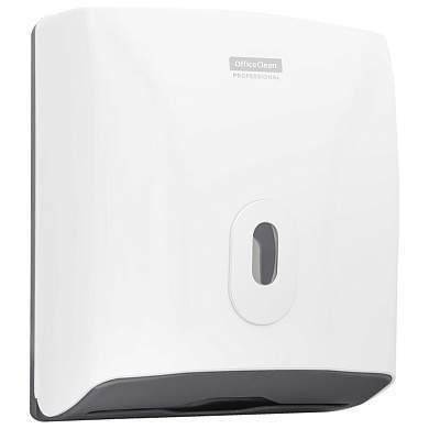 Диспенсер для полотенец листовых OfficeClean Professional система H3, (V-сл.), ABS-пластик, механич., белый (арт. 274670)