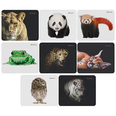 Коврик для мыши Defender Wild Animals 220*180*2мм, ассорти 8 видов (арт. 260623)