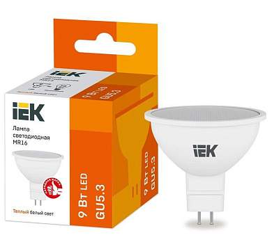 IEK MR16 GU5.3 220V 9W(810lm) 3000К 2К 50x50 матов. LLE-MR16-9-230-30-GU5 (арт. 726513)