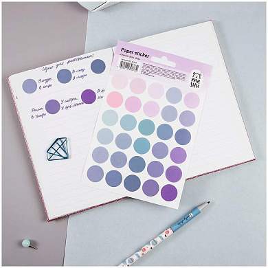 Наклейки бумажные MESHU "Trecker dots blue", 12*18см, 30 наклеек, европодвес (арт. 328506)