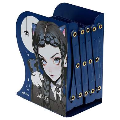 Подставка для книг MESHU "Catsday", металлическая, 3 отделения, раздвижная (арт. 367314)