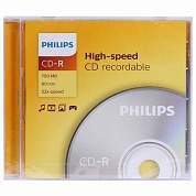 Диск CD-R PHILIPS, 700 Мб, 52x, Slim Case (1 штука), CR7D5SF01/97 (арт. 514201)