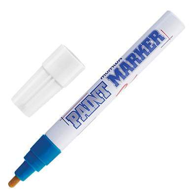 Маркер-краска лаковый (paint marker) MUNHWA, 4 мм, СИНИЙ, нитро-основа, алюминиевый корпус, PM-02 (арт. 151479)