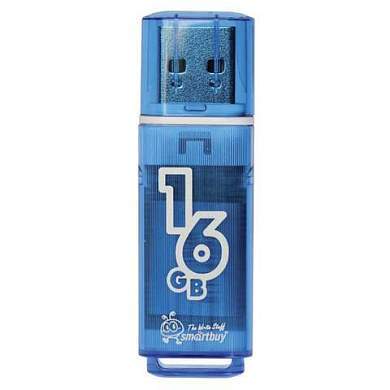 Флеш-диск 16 GB, SMARTBUY Glossy, USB 2.0, синий, SB16GBGS-B (арт. 512191)