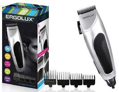 Машинка для стрижки волос ERGOLUX ELX-HC03-C42 10W, 4 насадки, 220-240V, серебро 87172 (арт. 712892)