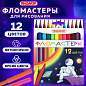 Фломастеры ПИФАГОР "Космическая одиссея", 12 цветов, вентилируемый колпачок, 152444 (арт. 152444)