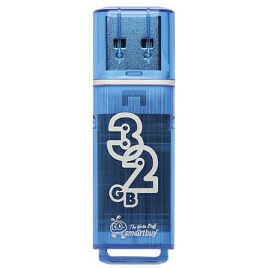 Флеш-диск 32 GB, SMARTBUY Glossy, USB 2.0, синий, SB32GBGS-B (арт. 512775)