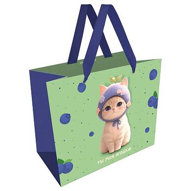 Пакет подарочный 32*26*12см MESHU "Berry cat", матовая ламинация (арт. 382342)
