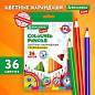 Карандаши цветные BRAUBERG KIDS NEW, 36 цветов, трехгранные, грифель 3 мм, 182003 (арт. 182003)