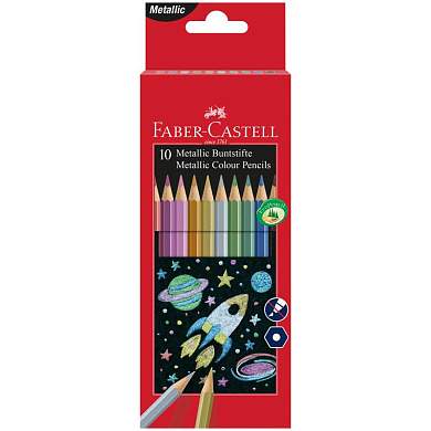 Карандаши цветные Faber-Castell, 10цв., металлик, заточен., картон. упаковка (арт. 286632)