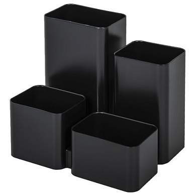 Подставка-органайзер BRAUBERG COMPACT, 4 отделения, 92х114х102 мм, черная, 238102 (арт. 238102)