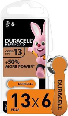 Элемент питания Duracell ZA13-6BL для слуховых аппаратов (арт. 683198)