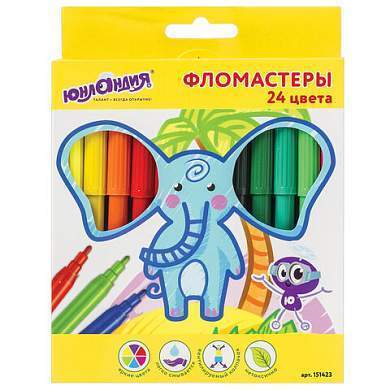 Фломастеры ЮНЛАНДИЯ 24 цвета, "ЭКЗОТИКА", вентилируемый колпачок, картон, 151423 (арт. 151423)