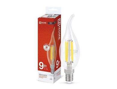 ASD/InHome Deco Свеча на ветру C37 E14 9W(810lm) 4000К 4К 125x35 филамент (нитевидная) прозр. 6244 (арт. 717682)