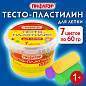 Пластилин на растительной основе (тесто для лепки) ПИФАГОР, 7 цветов, 420 г, пластиковое ведро, 104545 (арт. 104545)
